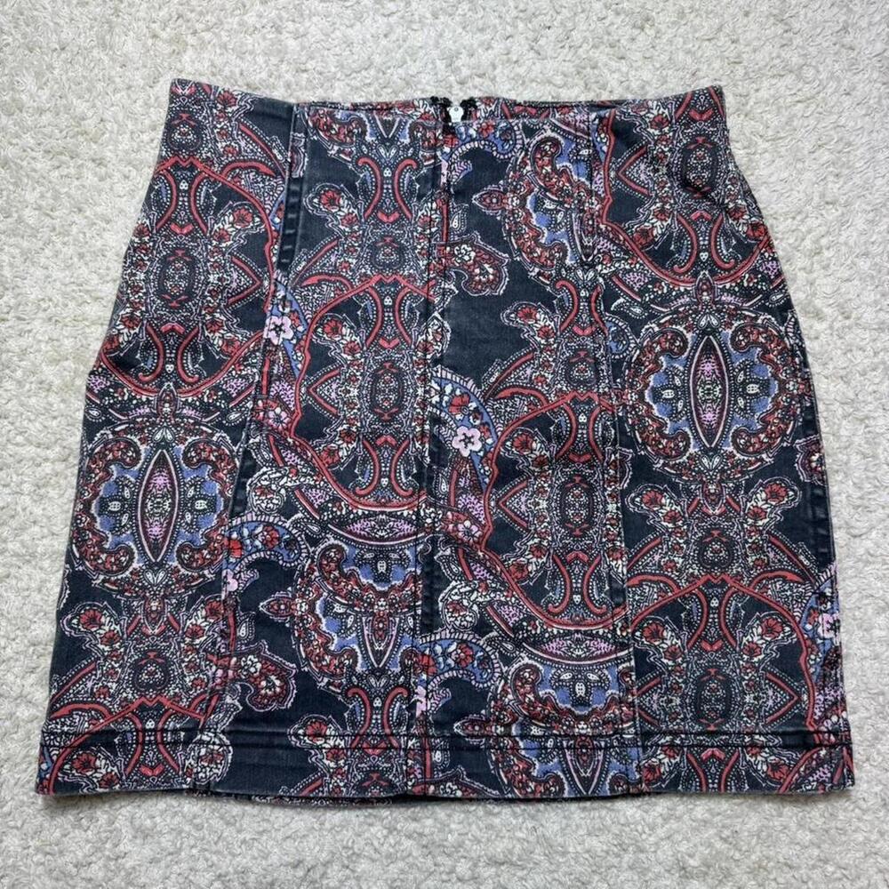 Free People‎ Paisley Denim Mini Skirt size 0 NWOT